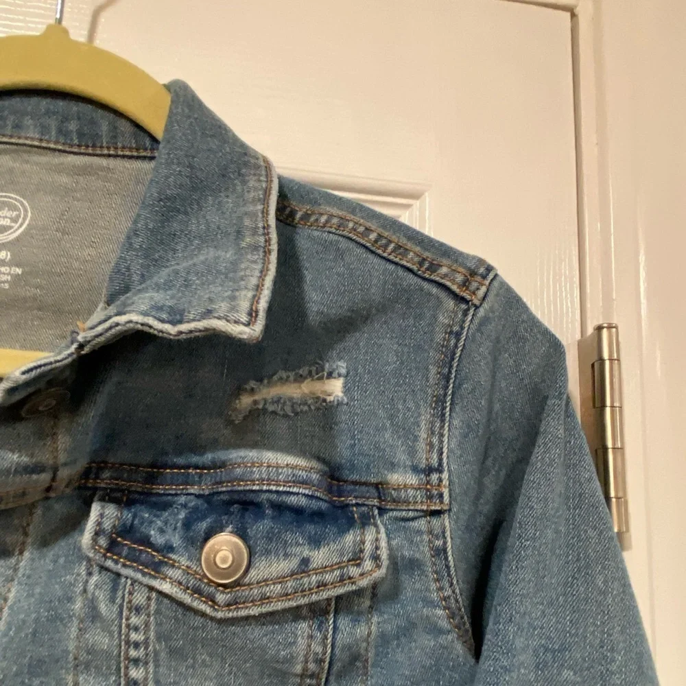Wonder Nation Girls Size XXL 18 Med Wash Cotton Stretch Distressed Denim Jacket